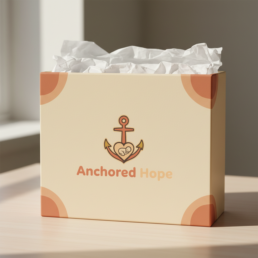 Anchored Hope branded packaging box