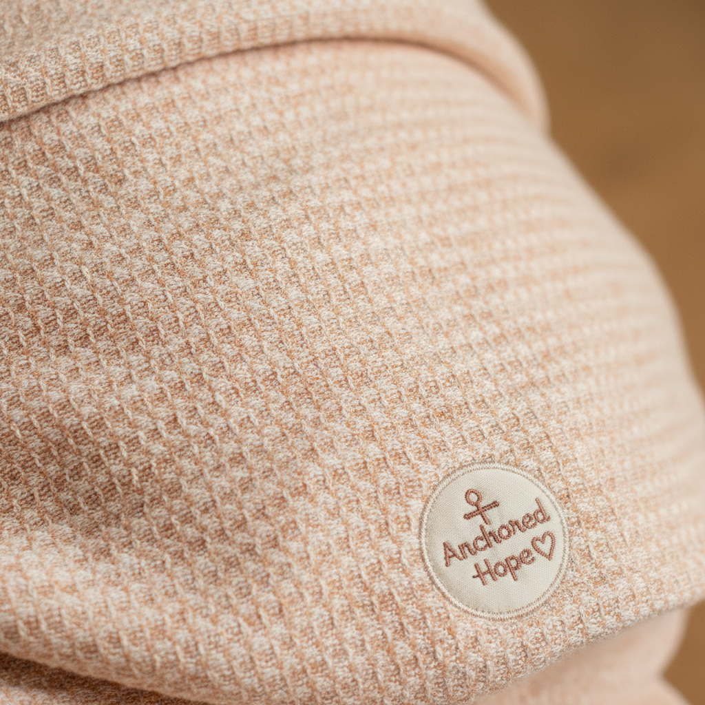Anchored Hope baby carrier fabric detail close up